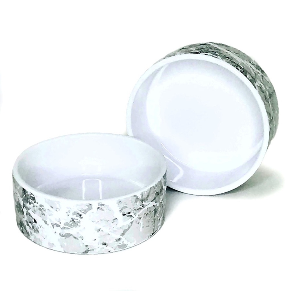 Gray Concrete Small Ceramic Dog Bowl - 2